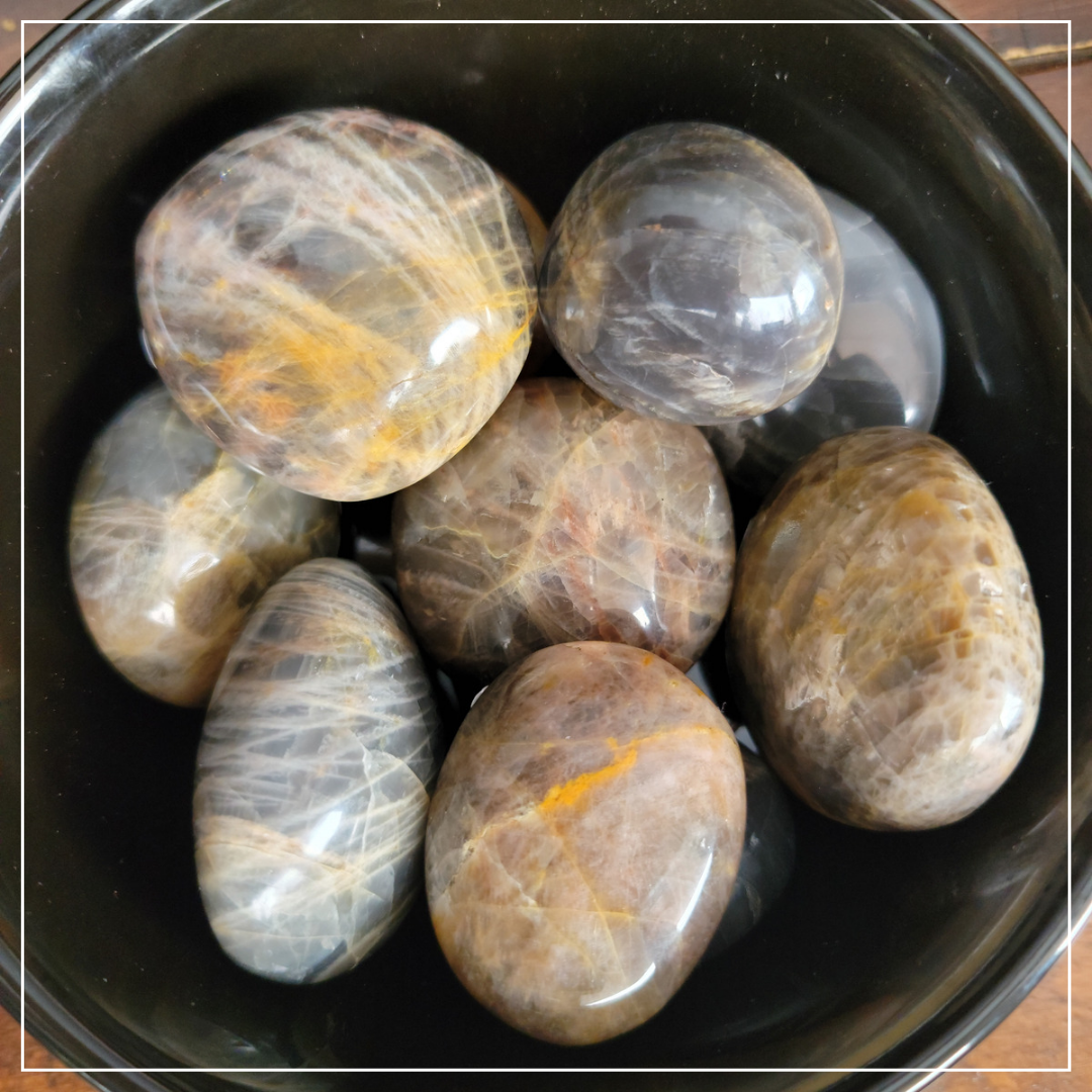 Black Moonstone Palm Stones