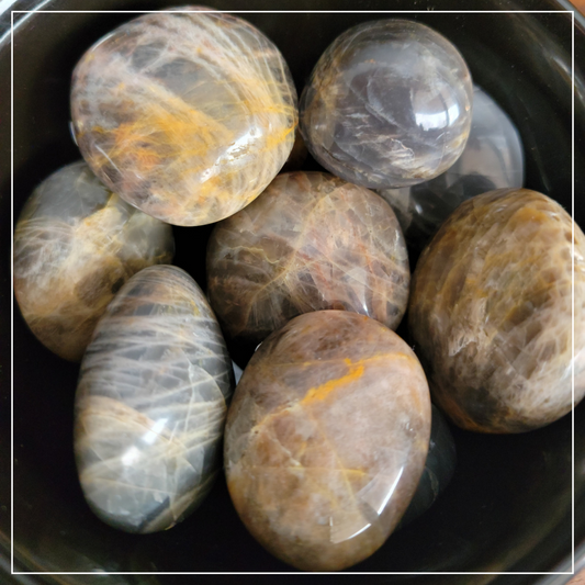 Black Moonstone Palm Stones