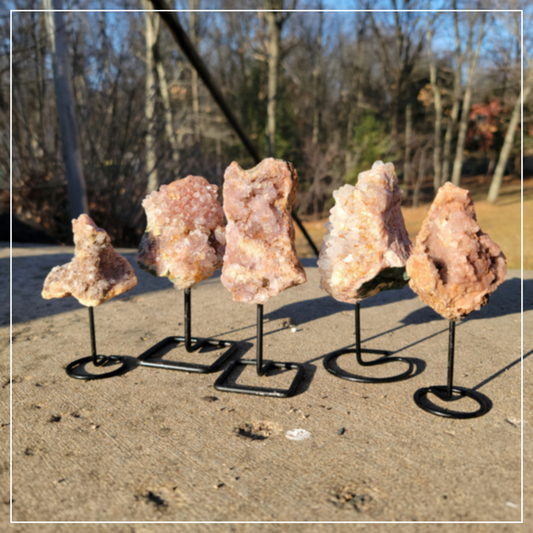 Pink Amethyst Druzy on Stands