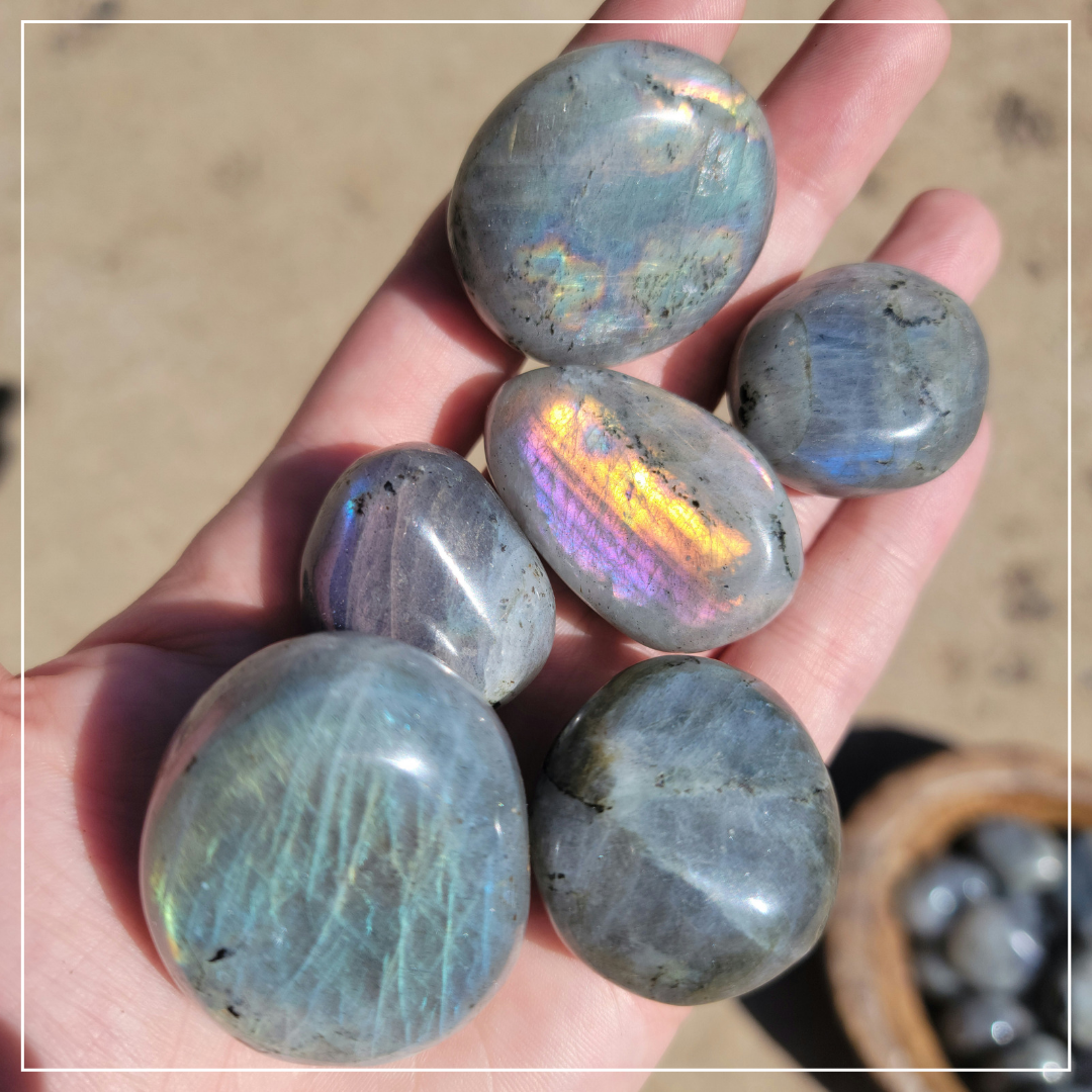 Labradorite Palm Stones (Purple/Yellow Flash)