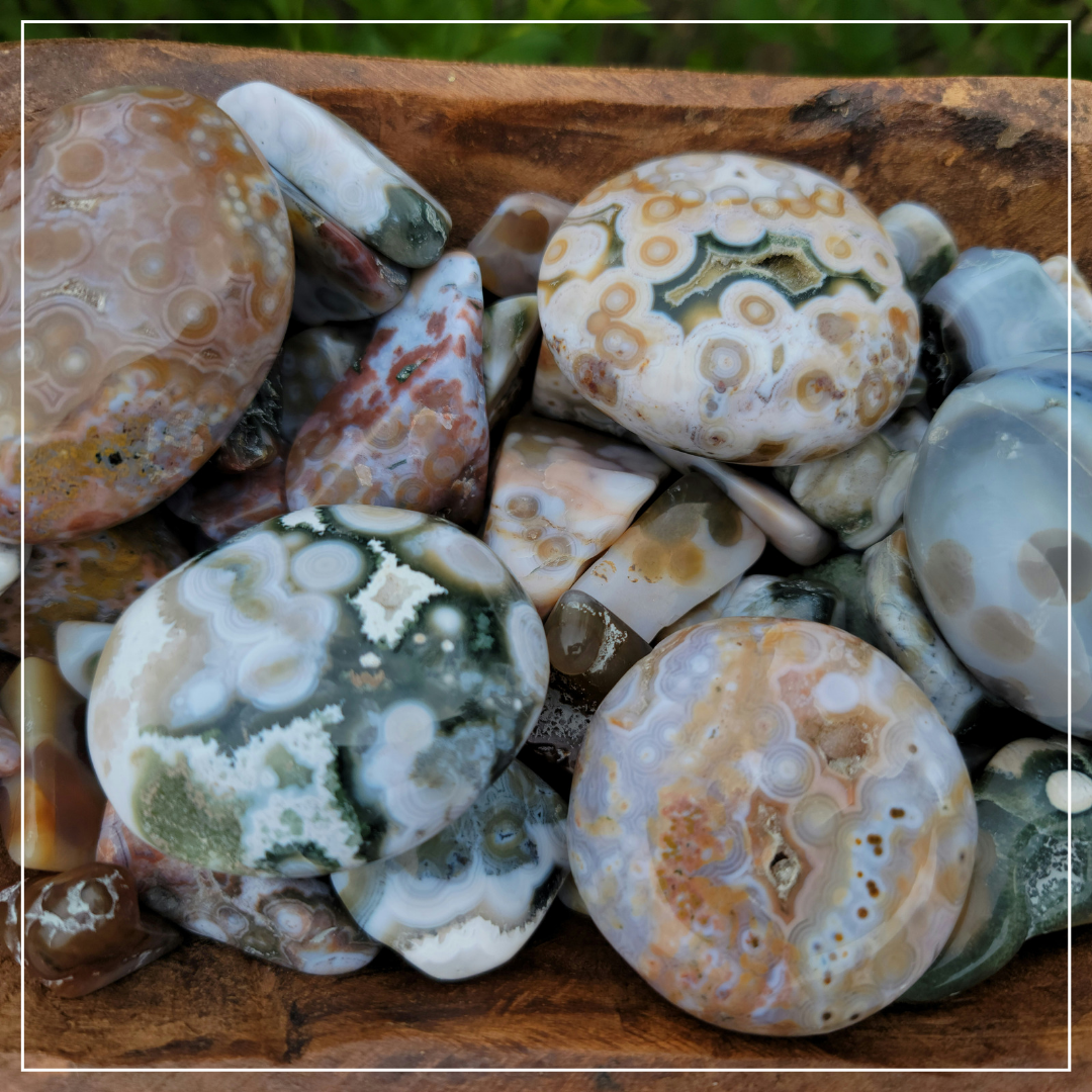 8th Vein Ocean Jasper Palm Stones