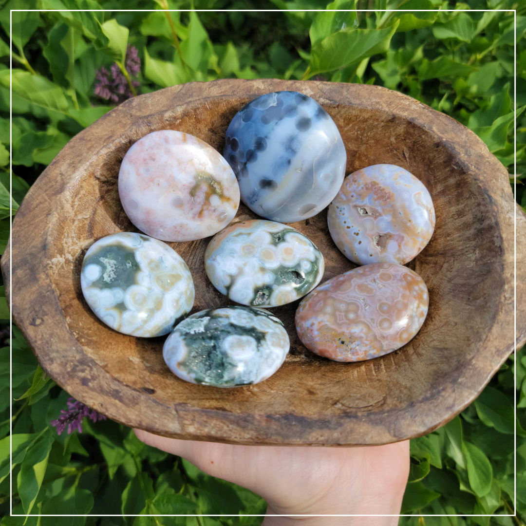 8th Vein Ocean Jasper Palm Stones