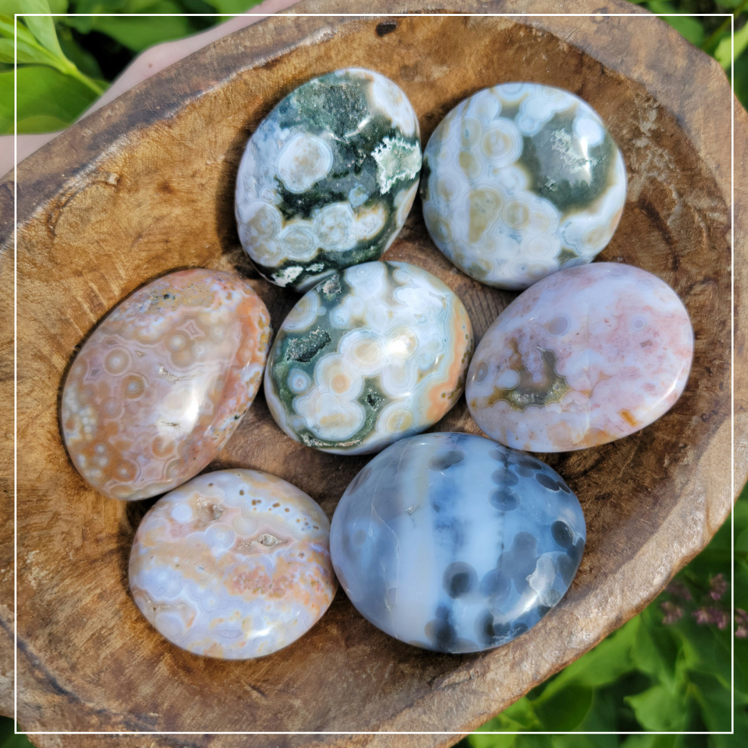 8th Vein Ocean Jasper Palm Stones