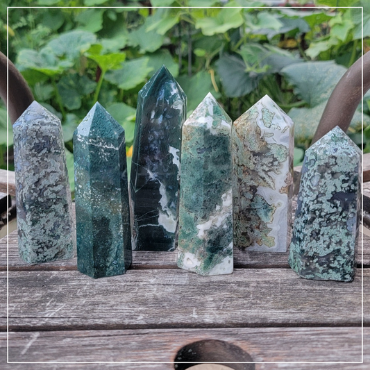 Large Moss Agate Towers