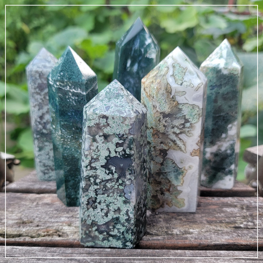 Large Moss Agate Towers